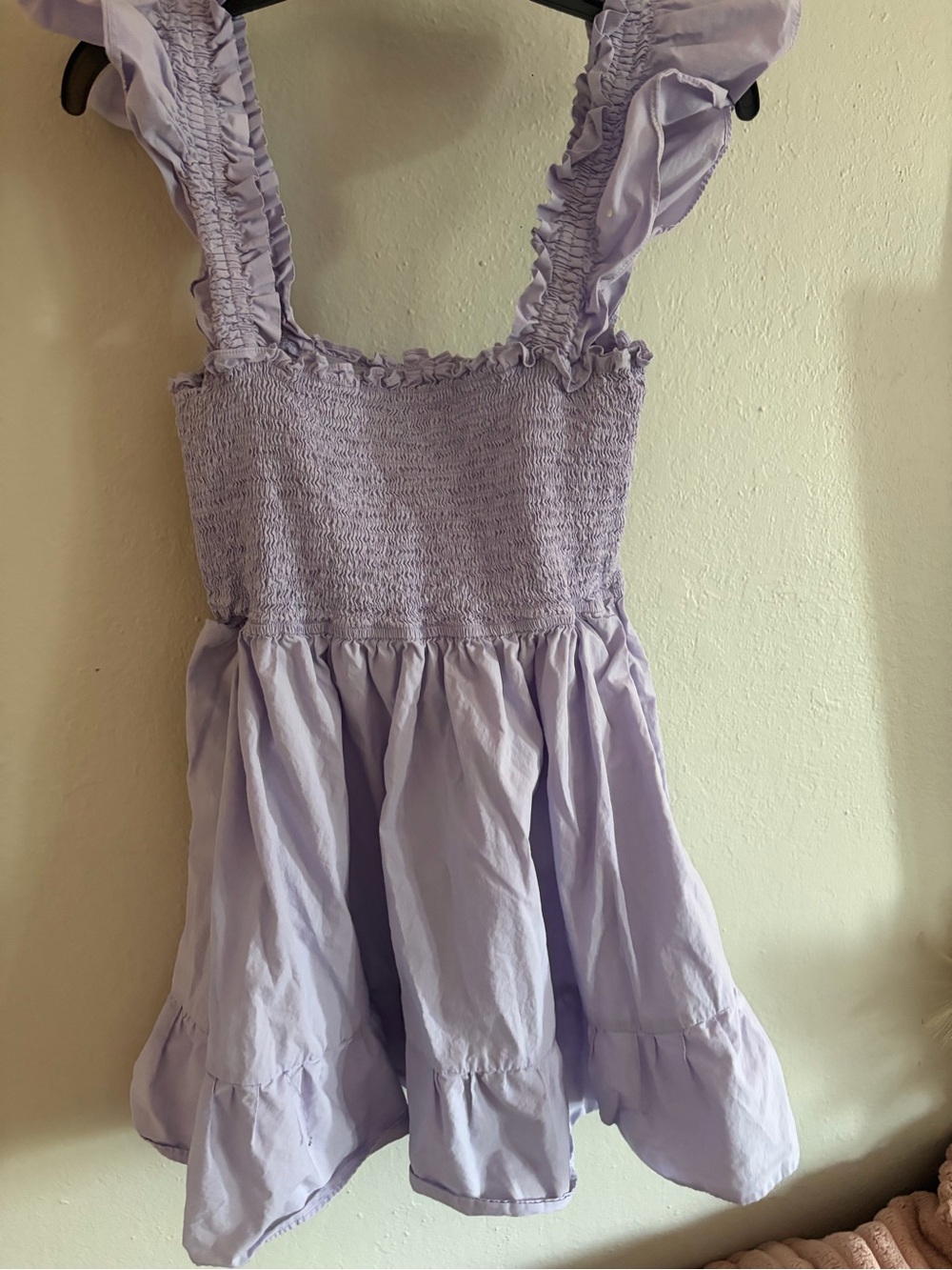 Francesca's Lavender Purple Smocked Ruffle Strap Mini Dress Size XL